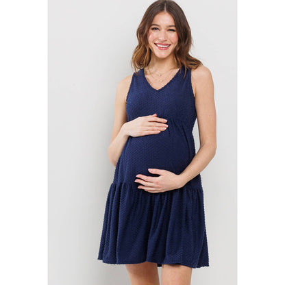 Ruffle Hem Sleeveless Maternity V-Neck Mini Dress