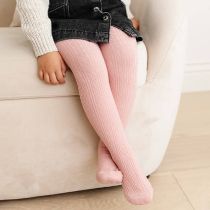 Blush Pink Cable Knit Tights