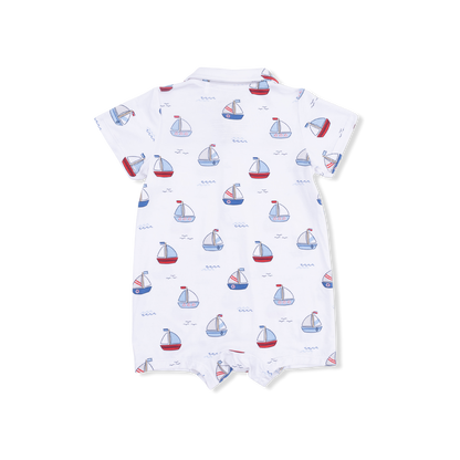 Bubbly Sailboats Blue - Polo Shortie