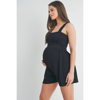 Ribbed Smocked Maternity Knit Romper