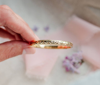 14K Gold-Plated Etched Baby Bangle