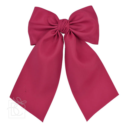 Opaque Satin Bow w/Tails on Alligator Clip
