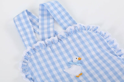 Blue Gingham Goose Romper