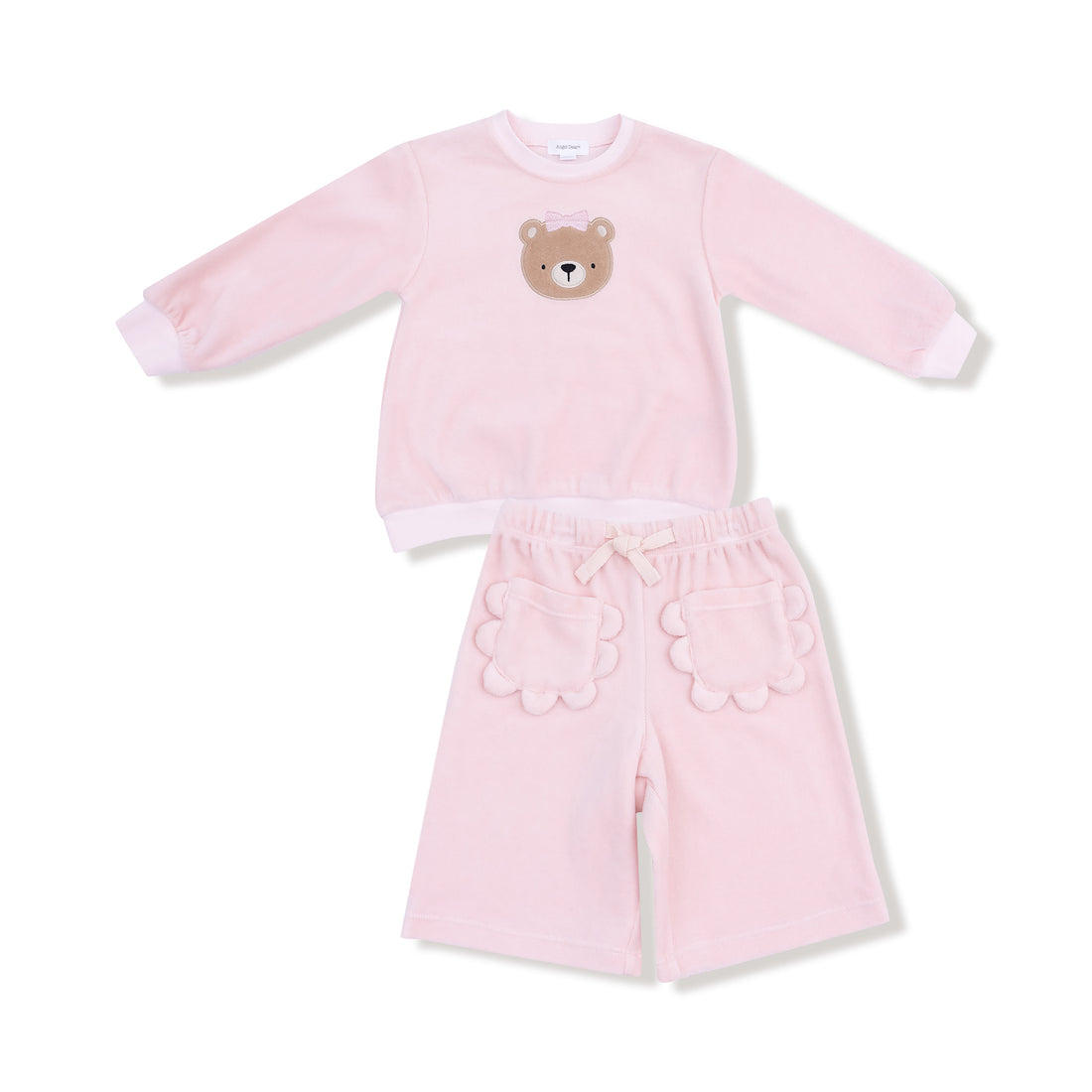 L/S Shirt & Pant Set - Velour Teddy Bear