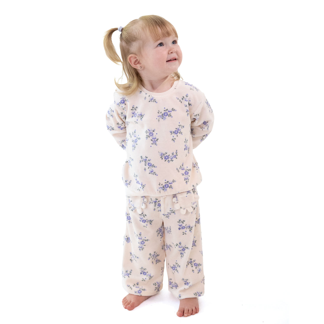 Sweet Hanna Floral Velour - Oversized Sweatshirt and Wide Leg Pant
