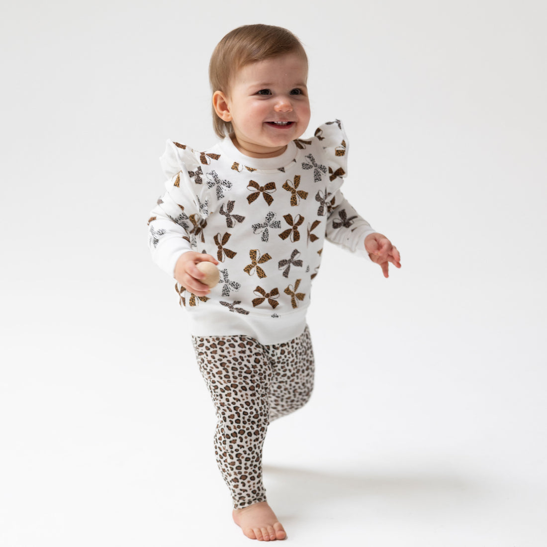 Leopard French Terry - Ruffle Sweatshirt and Legging Set