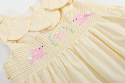 Yellow Petal Collared Smocked Dress