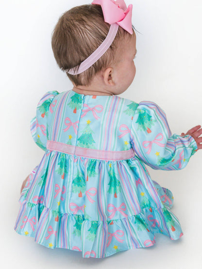 Baby Girls Merry Bow Dreams Satin Ruffle Bow Swing Top & Bloomer Set