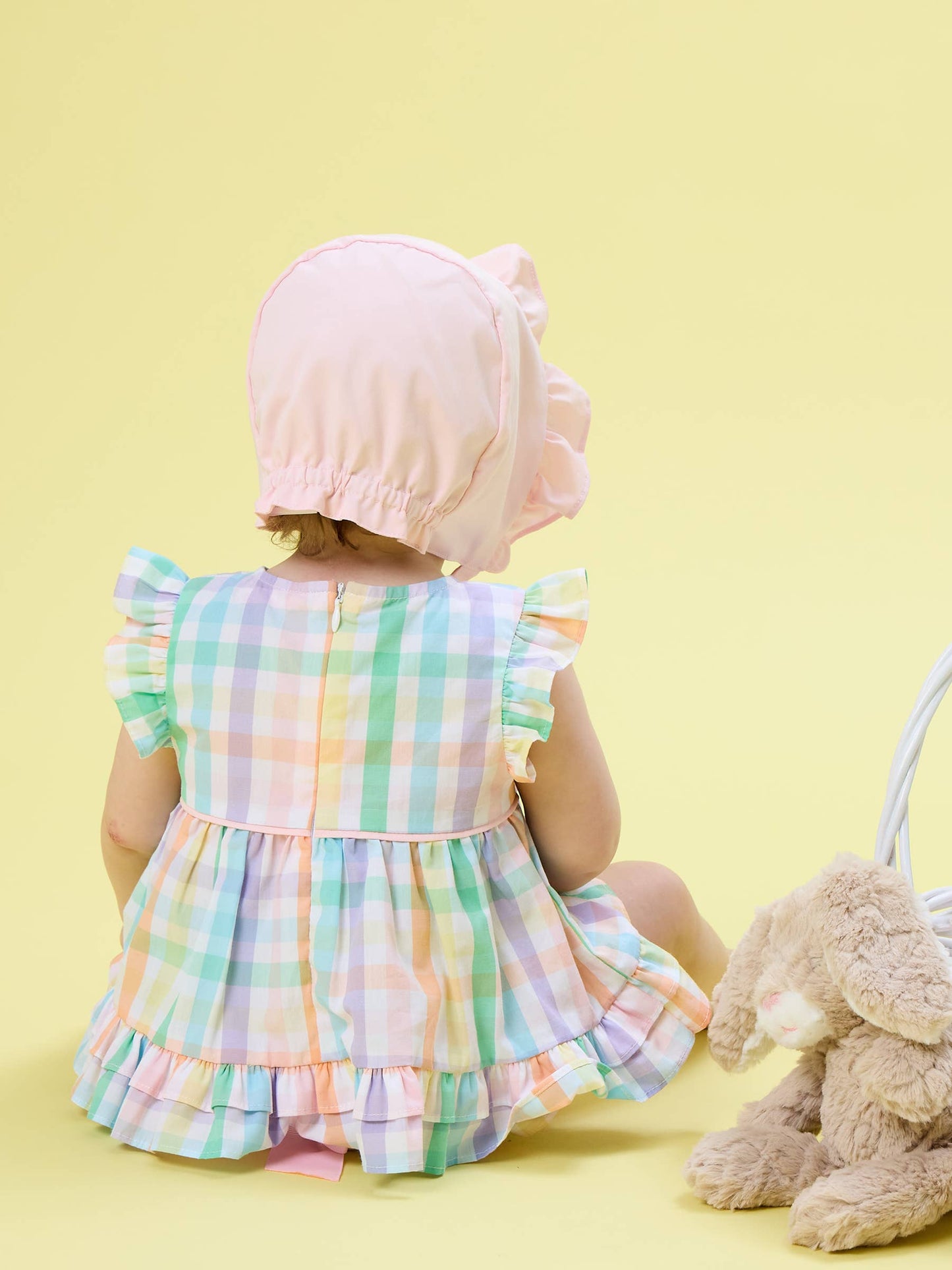 Baby Girls Poppy Rainbow Plaid Woven Ruffle Sleeve Swing Top & Bloomer Set