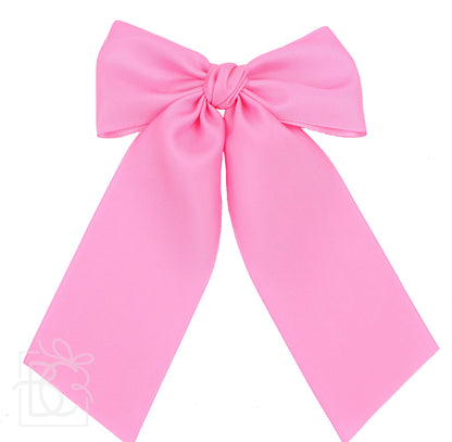 Opaque Satin Bow w/Tails on Alligator Clip