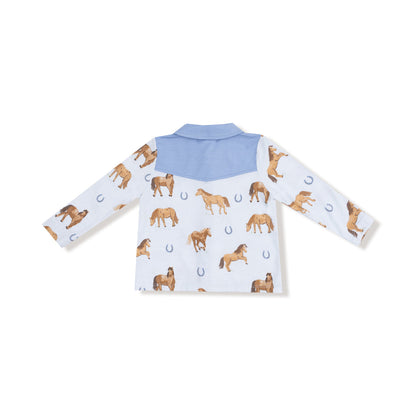 Cowboy Button Down & Pant - Horses