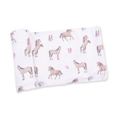 I Love Horses - Swaddle Blanket