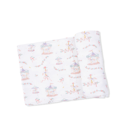 Swaddle Blanket - Carousel with Bows