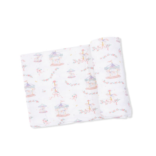 Swaddle Blanket - Carousel with Bows
