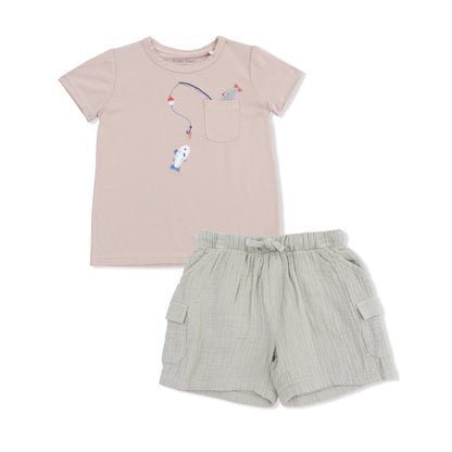 Crew Neck Tee with Cargo Short - Gone Fishing