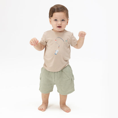 Crew Neck Tee with Cargo Short - Gone Fishing