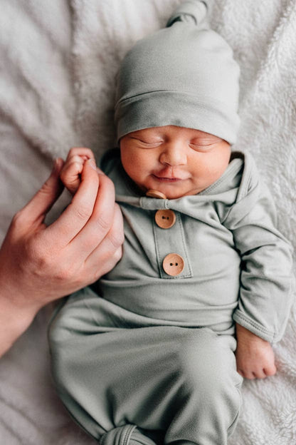 Solid Moss Bamboo Baby Knot Gown only