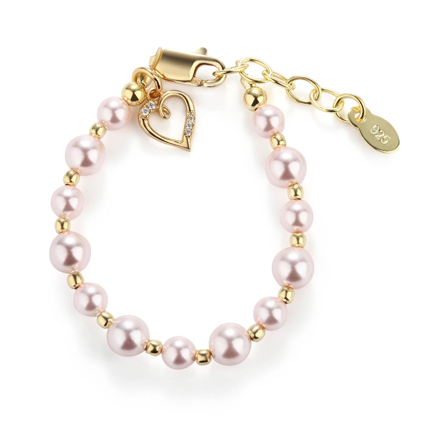 14K Gold-Plated Pink Pearl Baby Heart Bracelet