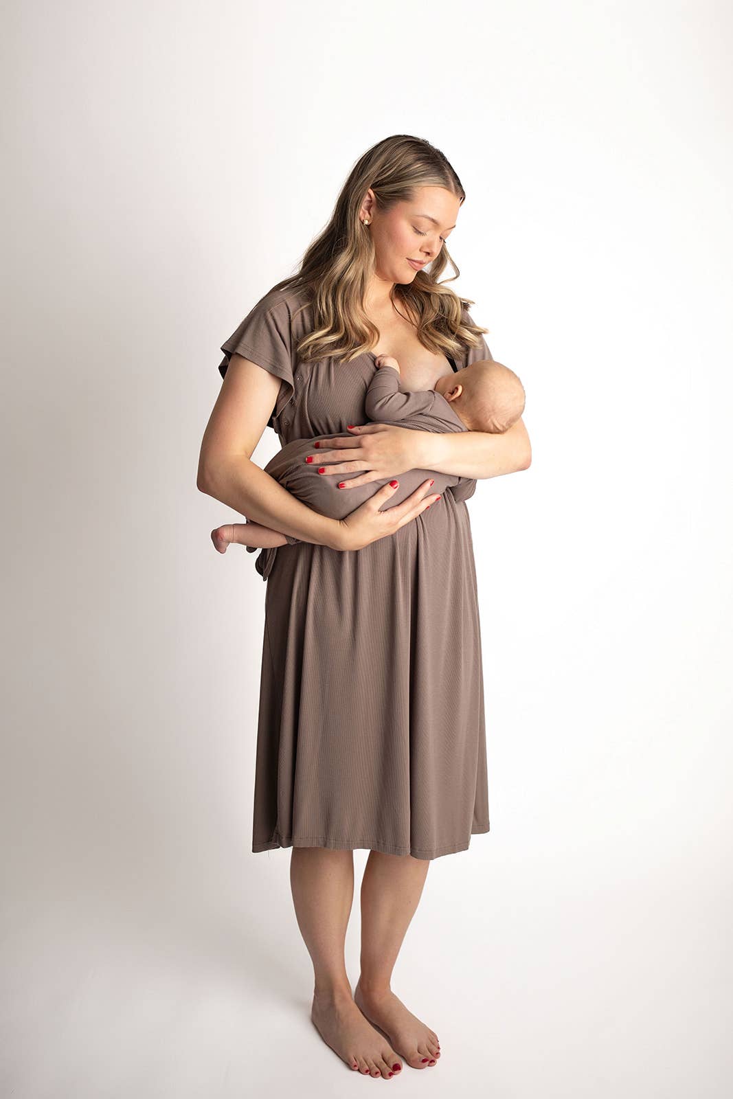 Cocoa Brown Maternity Mommy Labor & Delivery/ Nursing Gown