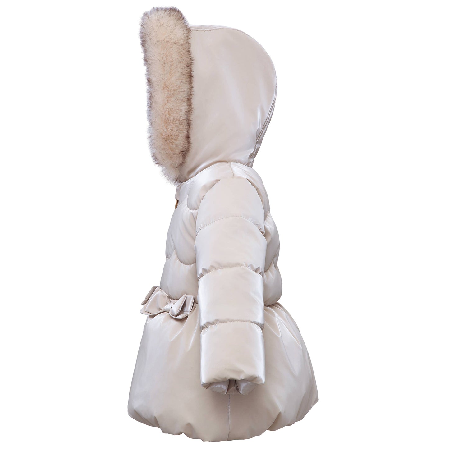 Toddler Girls' Glossy Coat Mini Fur Lined Jacket