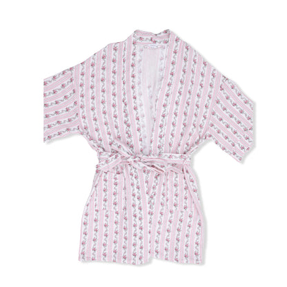 Kimono Robe - Winding Roses Stripe
