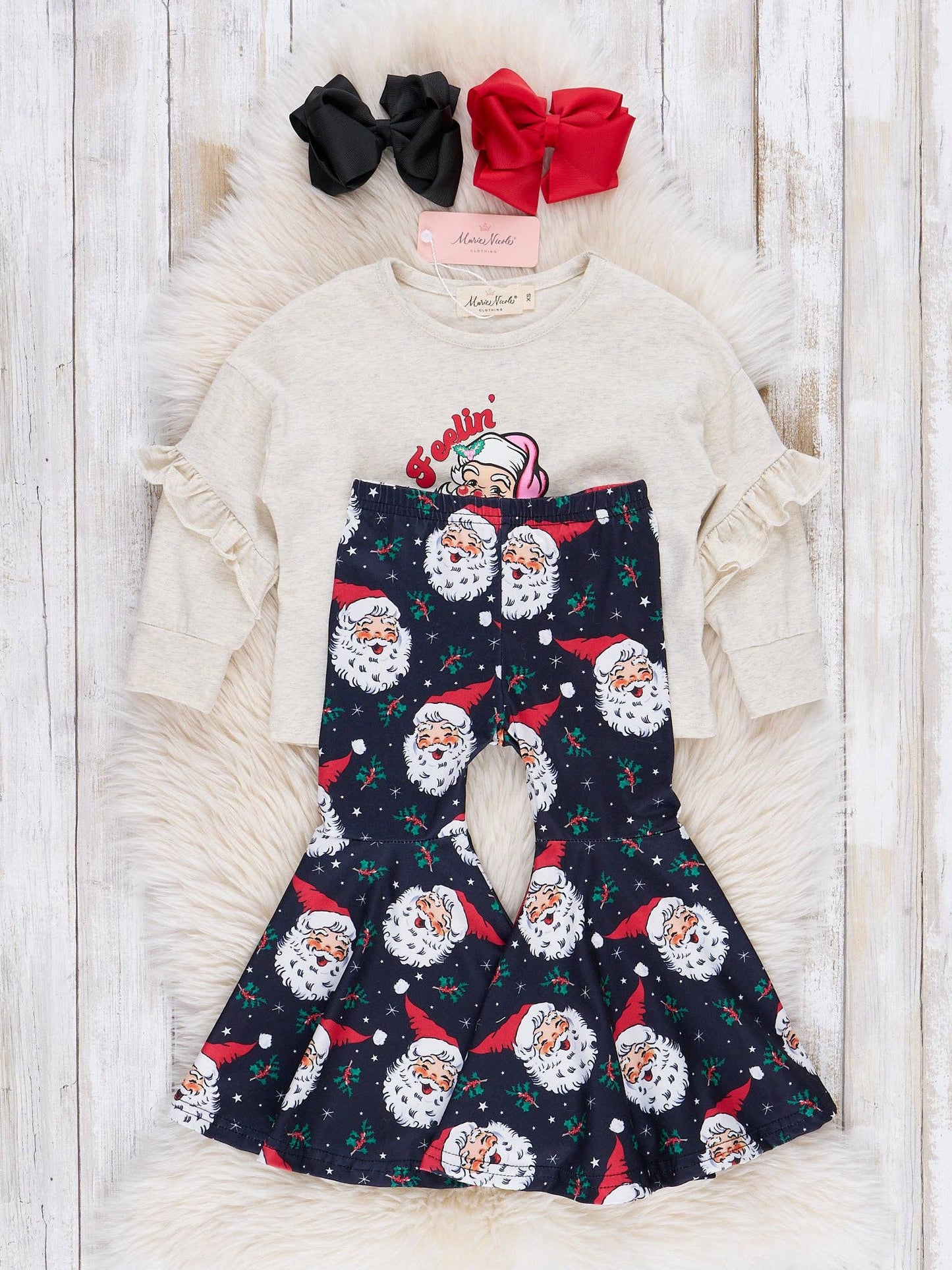 Grey & Black "Feelin' Jolly" Bell Bottom Outfit