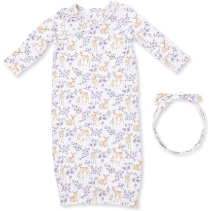 Floral Deer - Kimono Gown and Headband
