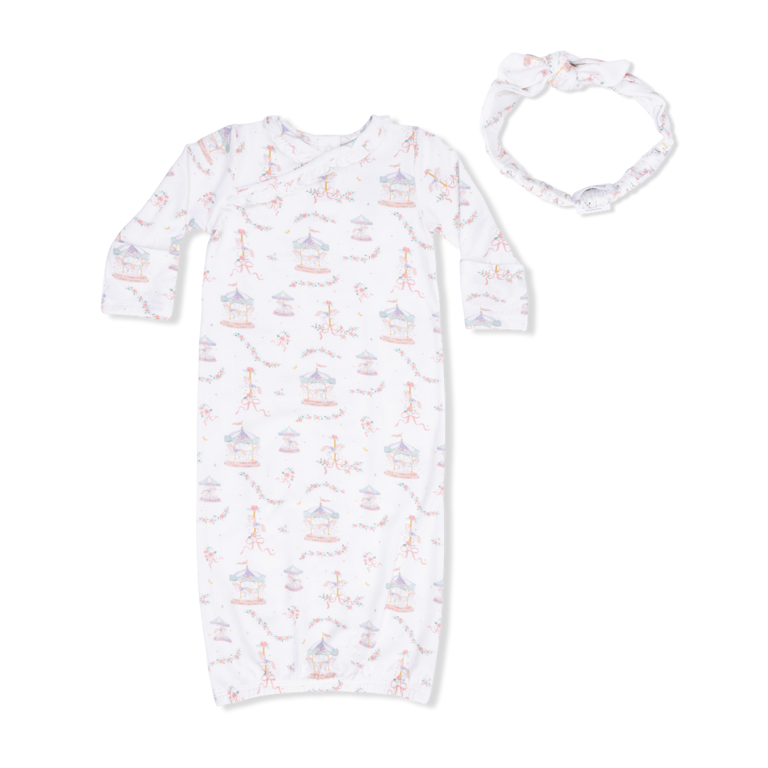 Kimono Gown and Knot Headband - Carousel with Bows