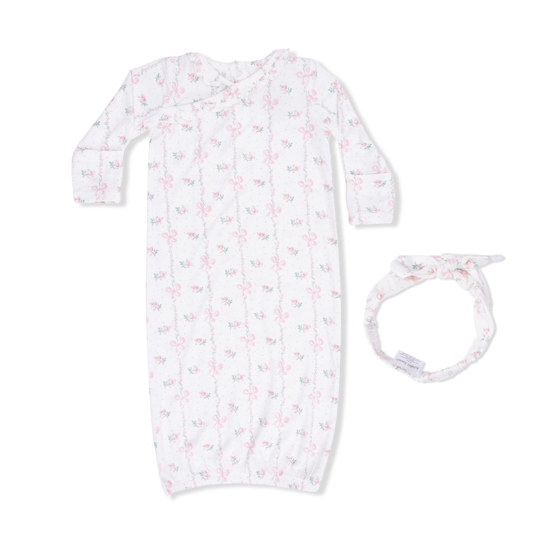 Kimono Gown and Knot Headband - Dainty Buds and Bows