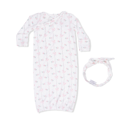 Kimono Gown and Knot Headband - Dainty Buds and Bows