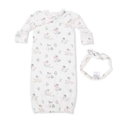 Kimono Gown and Knot Headband - Flower Ducklings