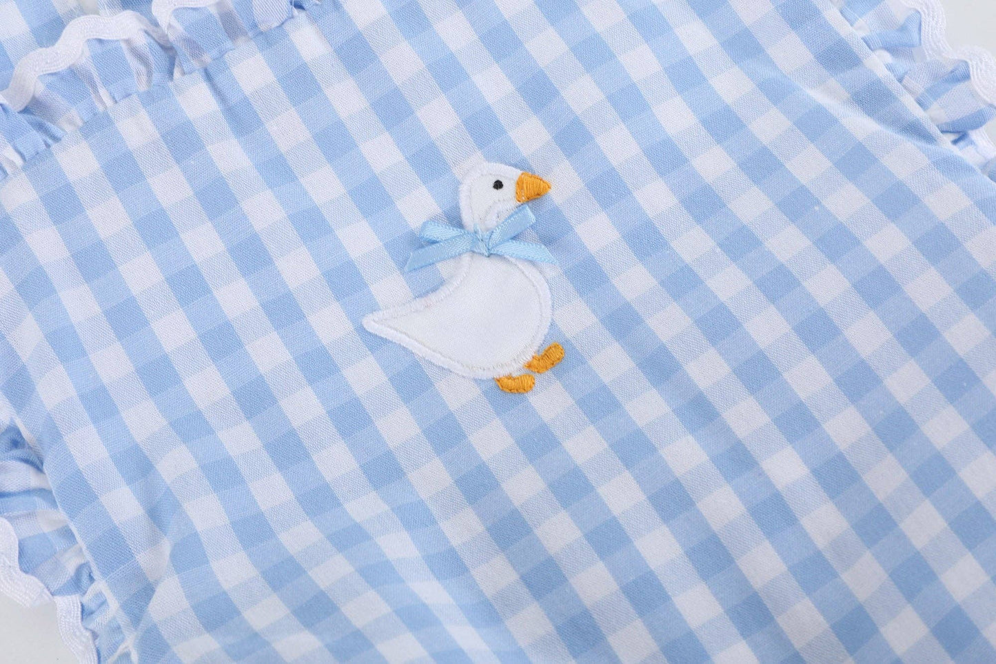Blue Gingham Goose Romper