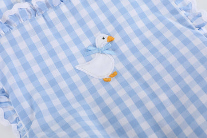 Blue Gingham Goose Romper