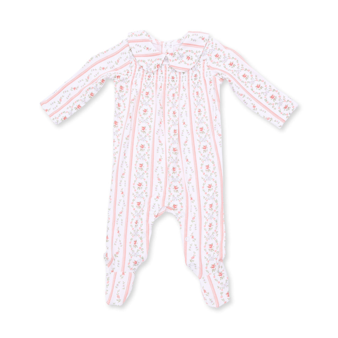 Marnie Rosebud Stripe - Smocked Peter Pan Footie