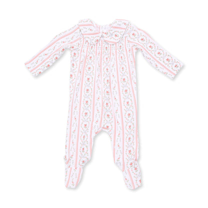 Marnie Rosebud Stripe - Smocked Peter Pan Footie