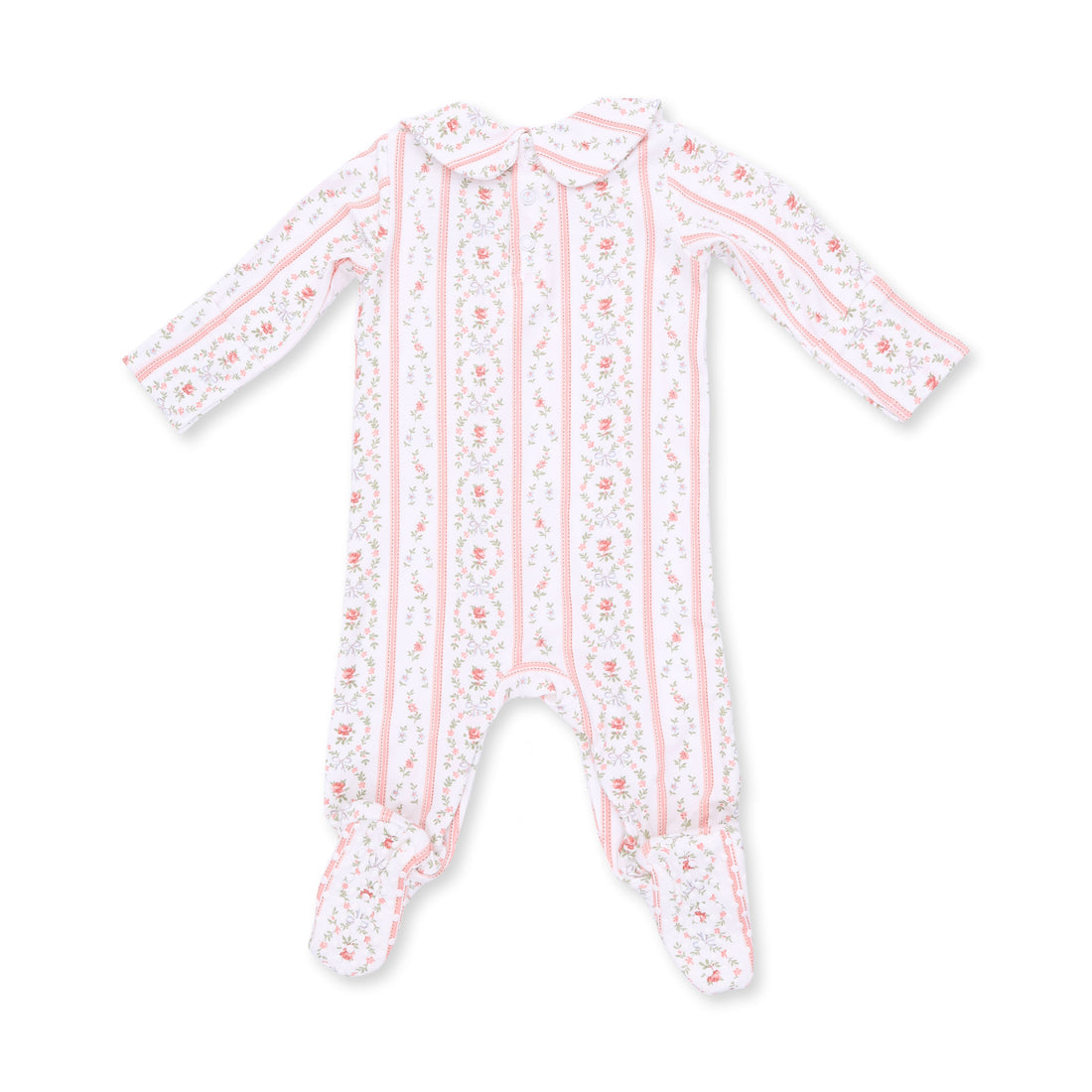 Marnie Rosebud Stripe - Smocked Peter Pan Footie