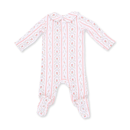 Marnie Rosebud Stripe - Smocked Peter Pan Footie