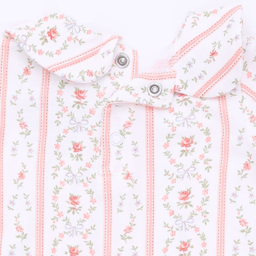 Marnie Rosebud Stripe - Smocked Peter Pan Footie