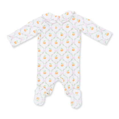 Pretty Pumpkin Trellis - Smocked Peter Pan Snap Footie
