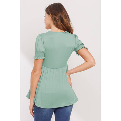 Surplice Smocked Sleeve Maternity Nursing Top
