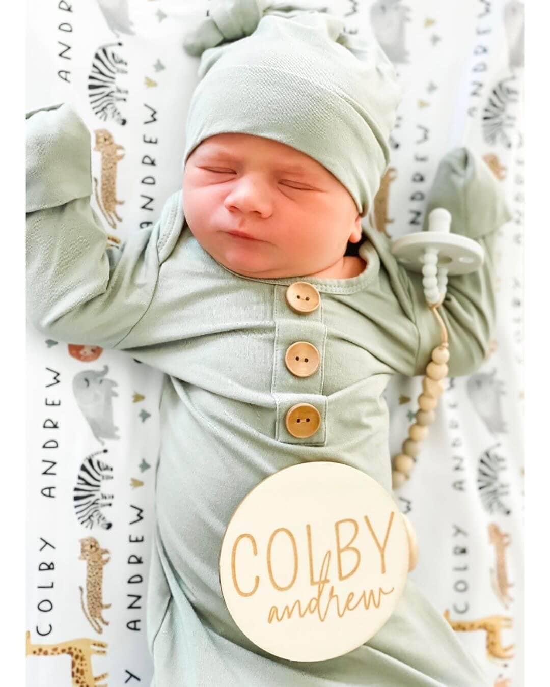 Solid Moss Bamboo Baby Knot Gown only