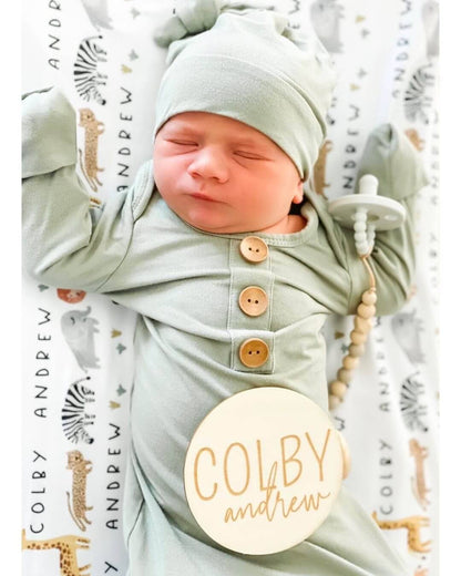 Solid Moss Bamboo Baby Knot Gown only