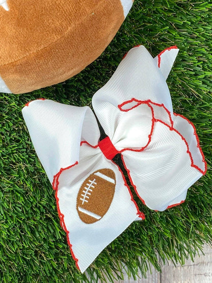 Football Embroidered Moonstitch Hair Bow