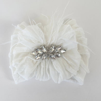 Fancy Feather Ruffled Headband
