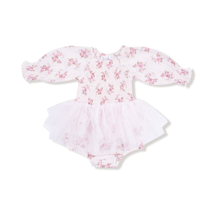 Long Sleeved Smocked Bubble with Tutu