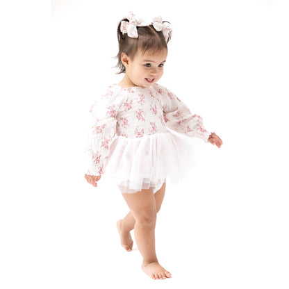 Long Sleeved Smocked Bubble with Tutu
