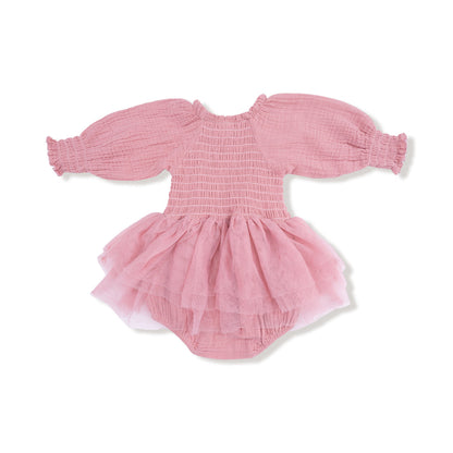 Long Sleeve Smocked Bubble with Tutu