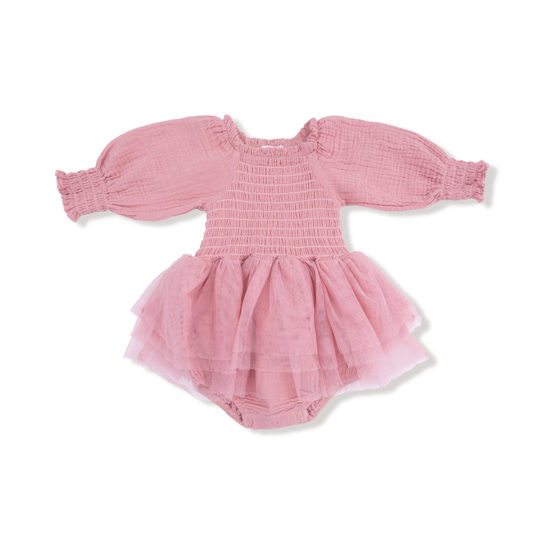 Long Sleeve Smocked Bubble with Tutu