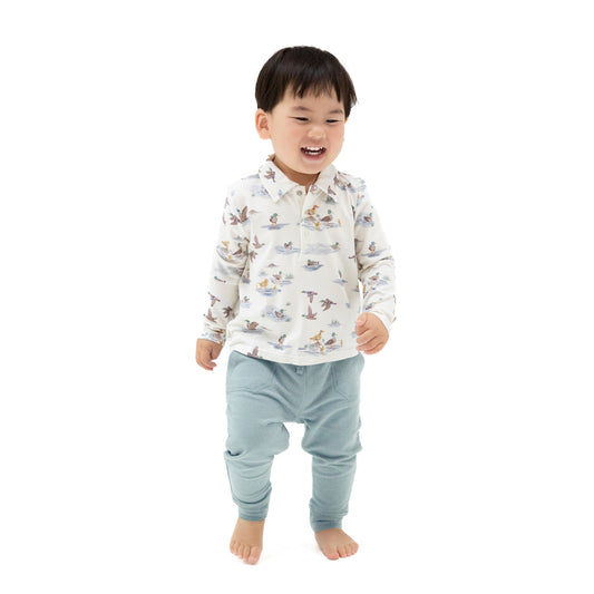 Migrating Mallards Long Sleeve Polo Shirt with Bamboo Jogger