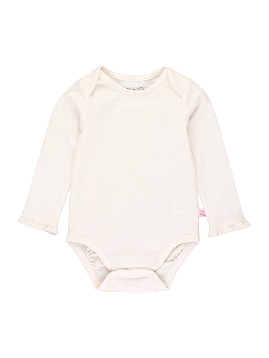 Baby Girls Ivory Knit Long Sleeve Ruffle Bodysuit
